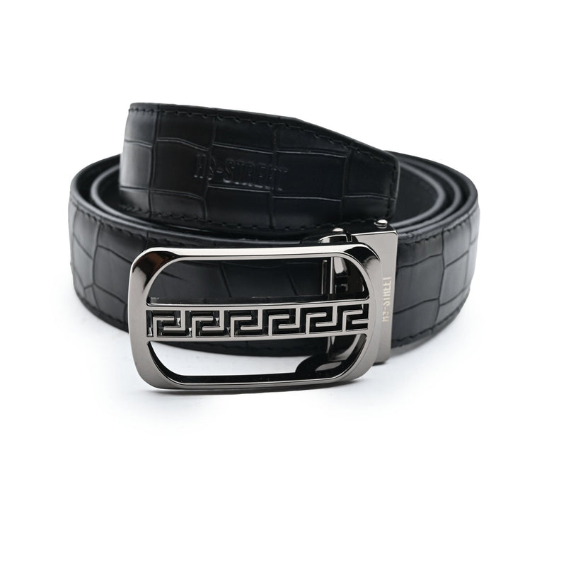 PREMIUM BLACK TEXTURED LEATHER BELT - Hi-Street