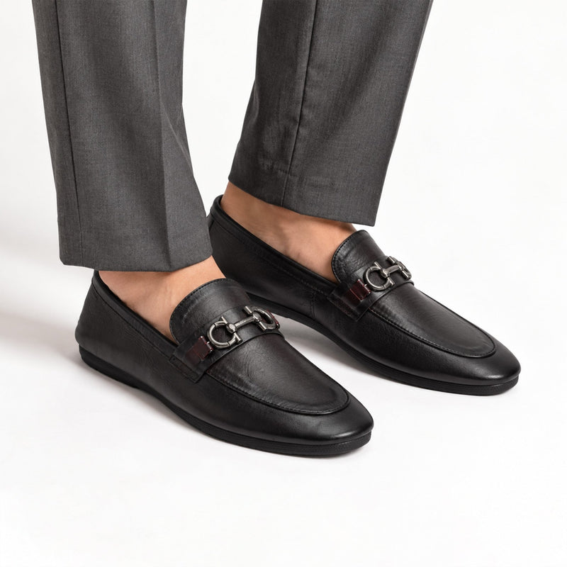 SOFT PLAIN LEATHER BUCKLE SHOES - Hi-Street