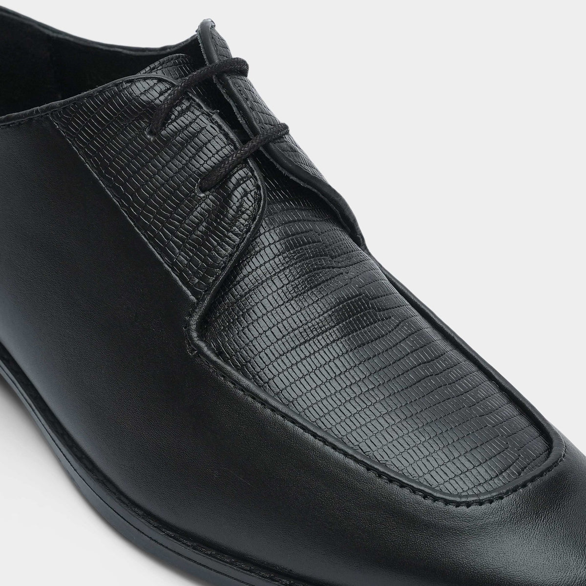 SPLIT LEATHER LACE UP BLACK SHOES - Hi-Street