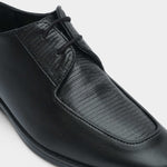 SPLIT LEATHER LACE UP BLACK SHOES - Hi-Street