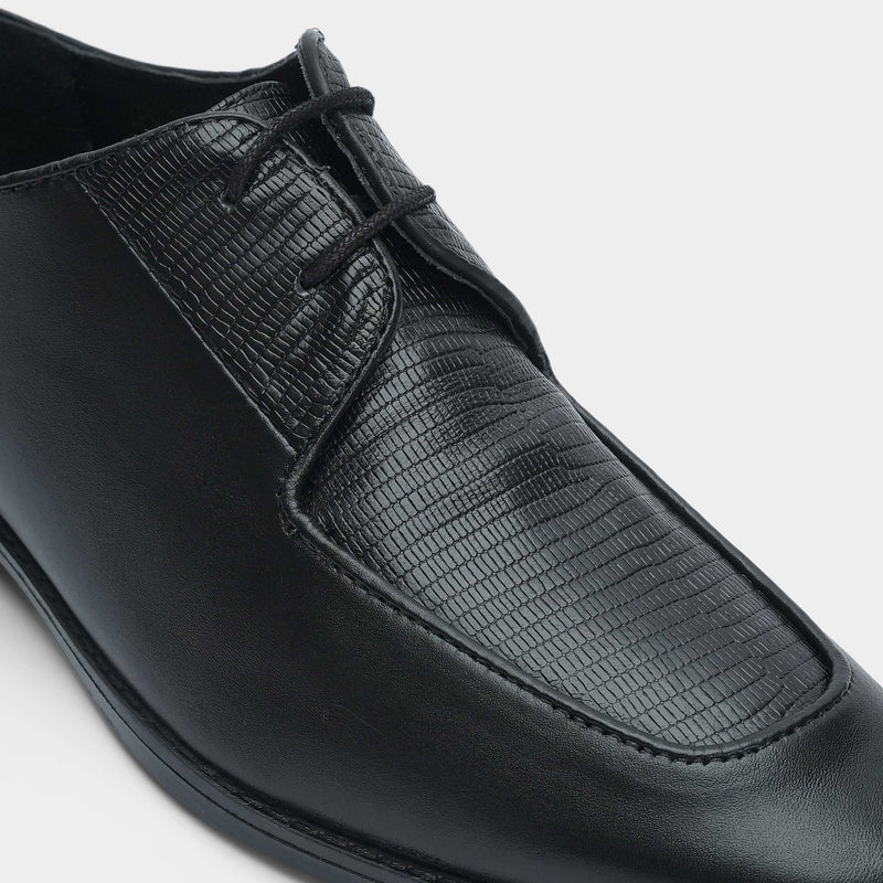 SPLIT LEATHER LACE UP BLACK SHOES - Hi-Street