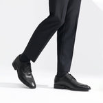 SPLIT LEATHER LACE UP BLACK SHOES - Hi-Street