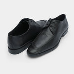 SPLIT LEATHER LACE UP BLACK SHOES - Hi-Street