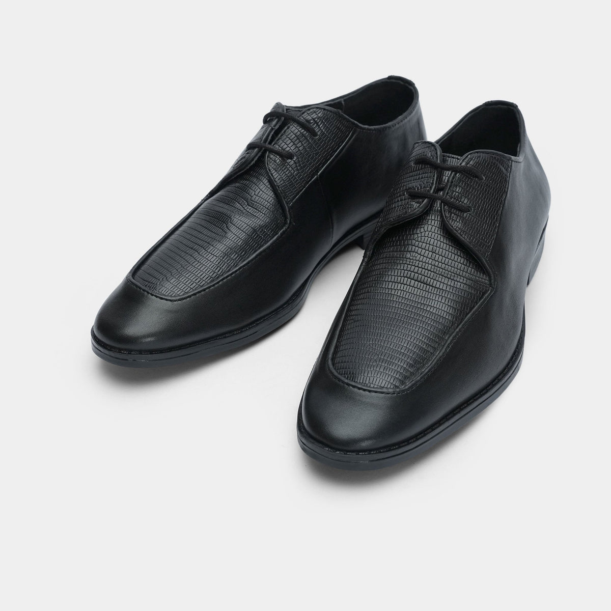 SPLIT LEATHER LACE UP BLACK SHOES - Hi-Street