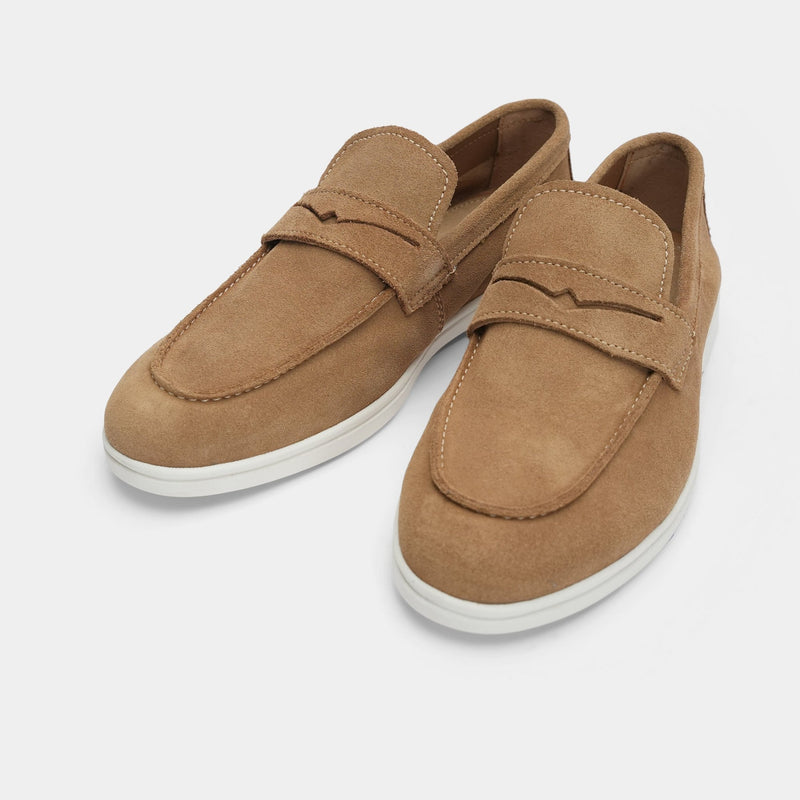 SUEDE LEATHER LOAFERS CAMEL - Hi-Street