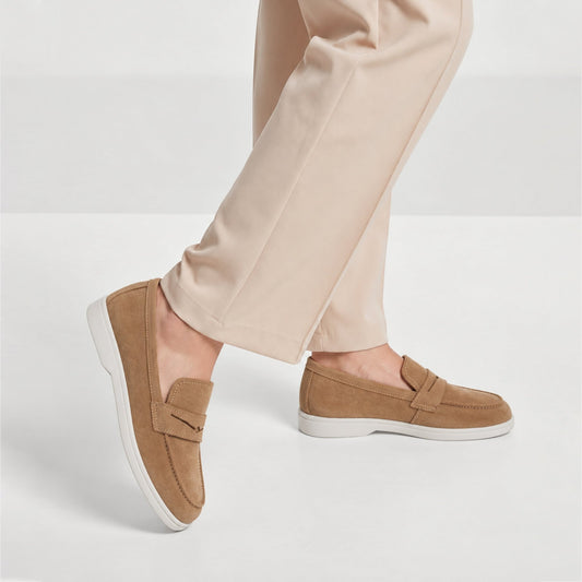 SUEDE LEATHER LOAFERS CAMEL - Hi-Street
