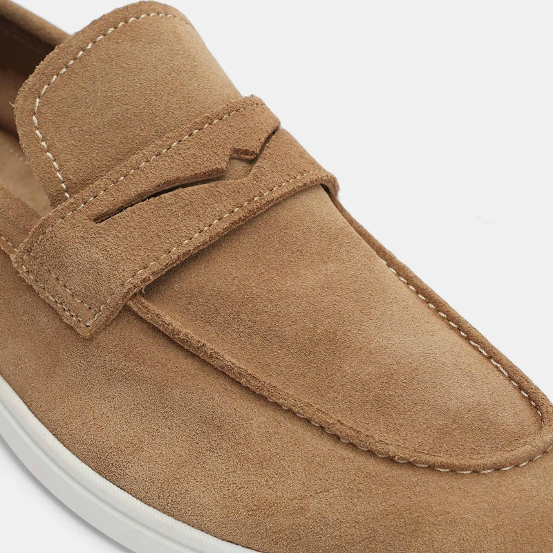 SUEDE LEATHER LOAFERS CAMEL - Hi-Street