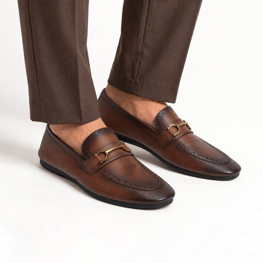 TAN LEATHER BUCKLE MOCCASIN - Hi-Street