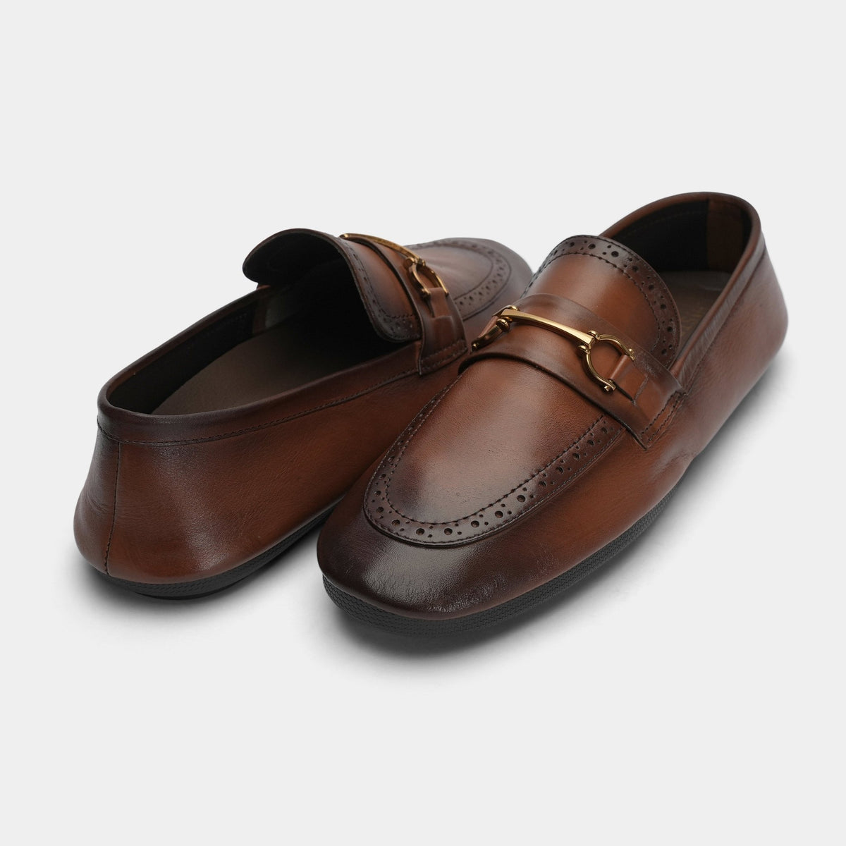 TAN LEATHER BUCKLE MOCCASIN - Hi-Street