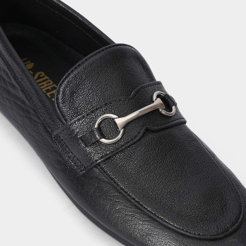 TEXTURE SOFT LEATHER SHOES WITH BUCKLE - Hi-Street