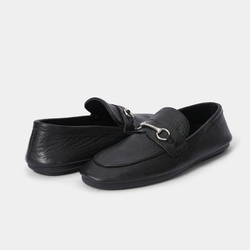 TEXTURE SOFT LEATHER SHOES WITH BUCKLE - Hi-Street