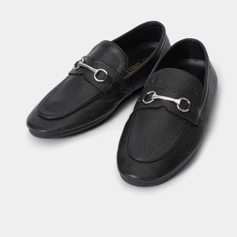 TEXTURE SOFT LEATHER SHOES WITH BUCKLE - Hi-Street