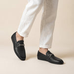 TEXTURE SOFT LEATHER SHOES WITH BUCKLE - Hi-Street