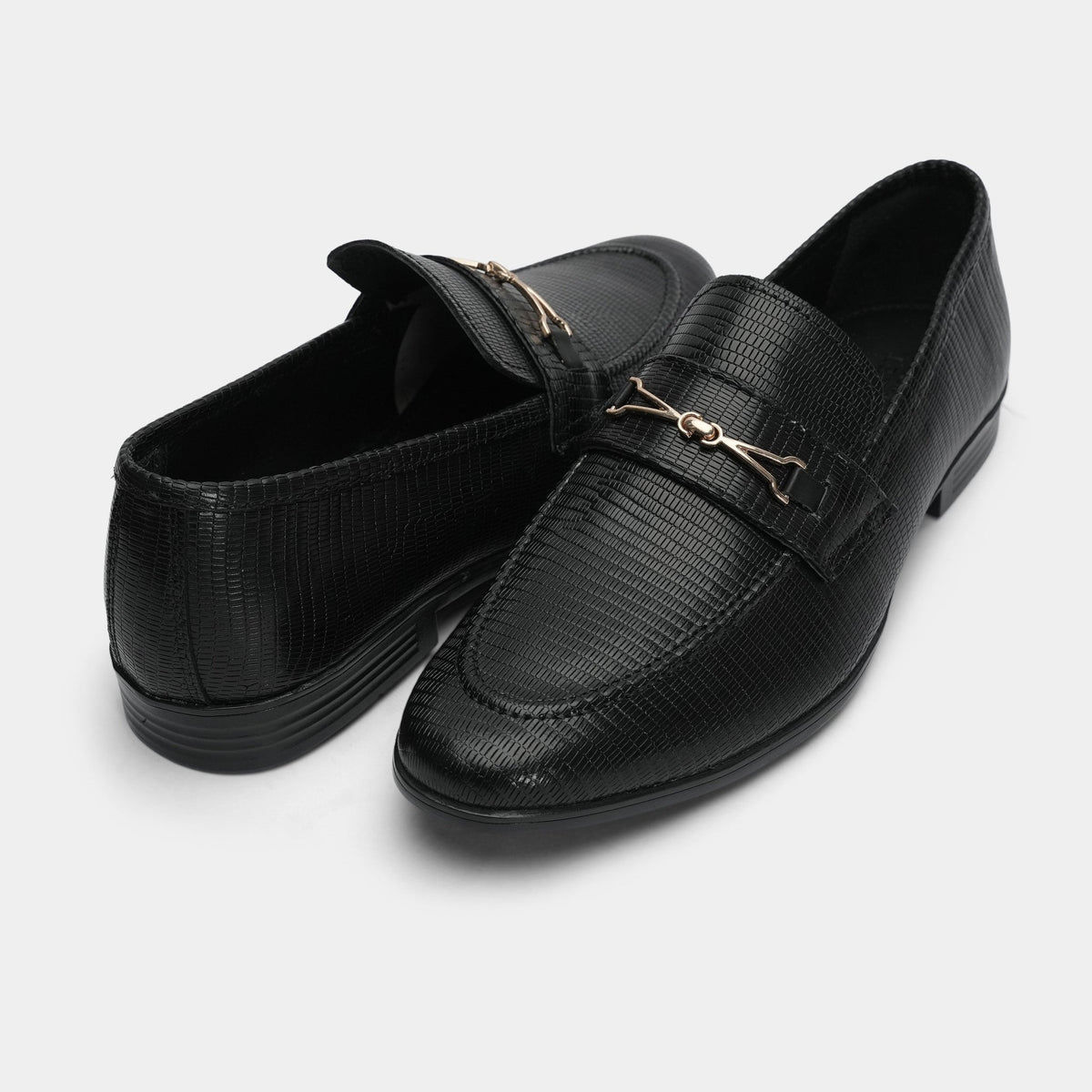 TEXTURED LEATHER BLACK SHOES - Hi-Street