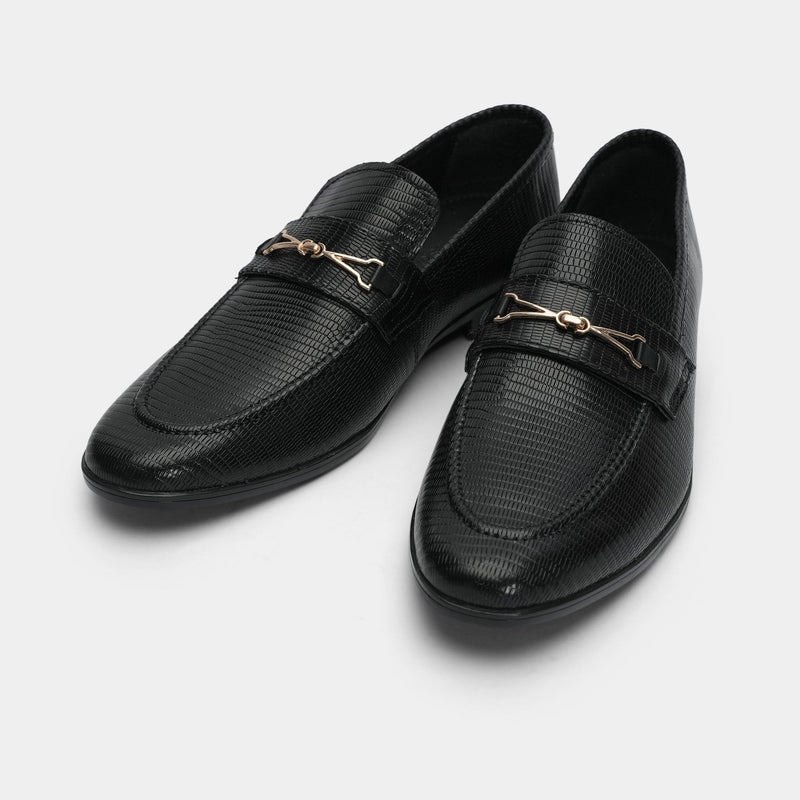 TEXTURED LEATHER BLACK SHOES - Hi-Street