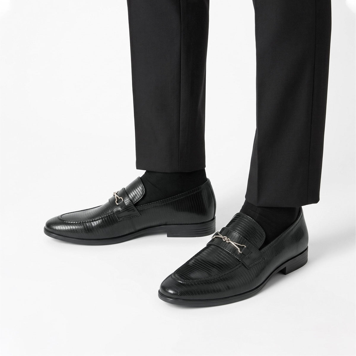 TEXTURED LEATHER BLACK SHOES - Hi-Street