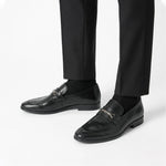 TEXTURED LEATHER BLACK SHOES - Hi-Street
