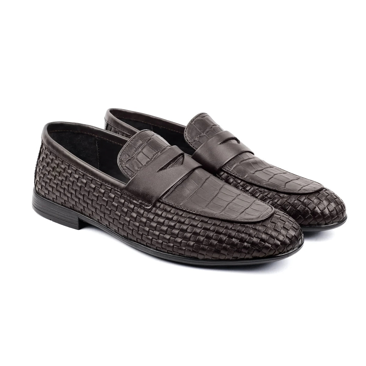 TEXTURED LEATHER BROWN SHOES - Hi-Street