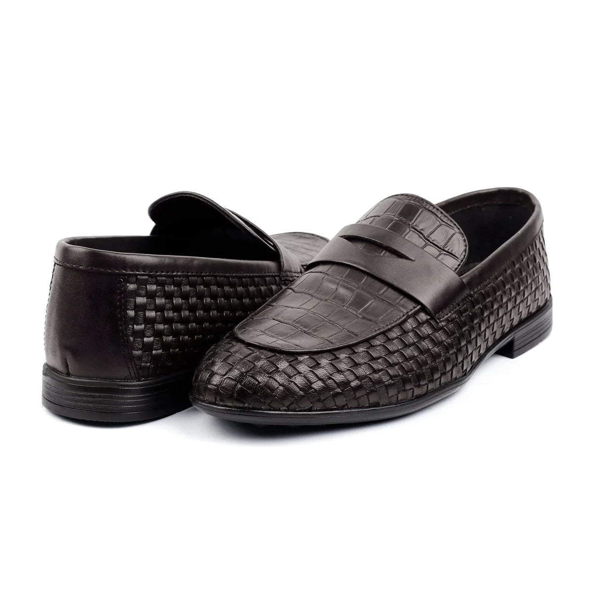 TEXTURED LEATHER BROWN SHOES - Hi-Street