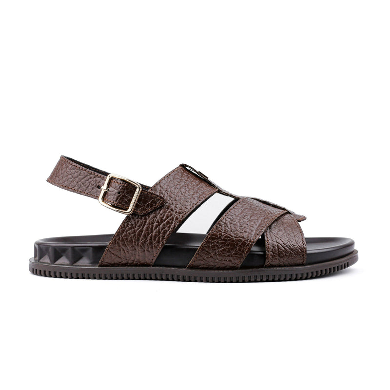 TEXTURED LEATHER COMFORT SANDAL - Hi-Street