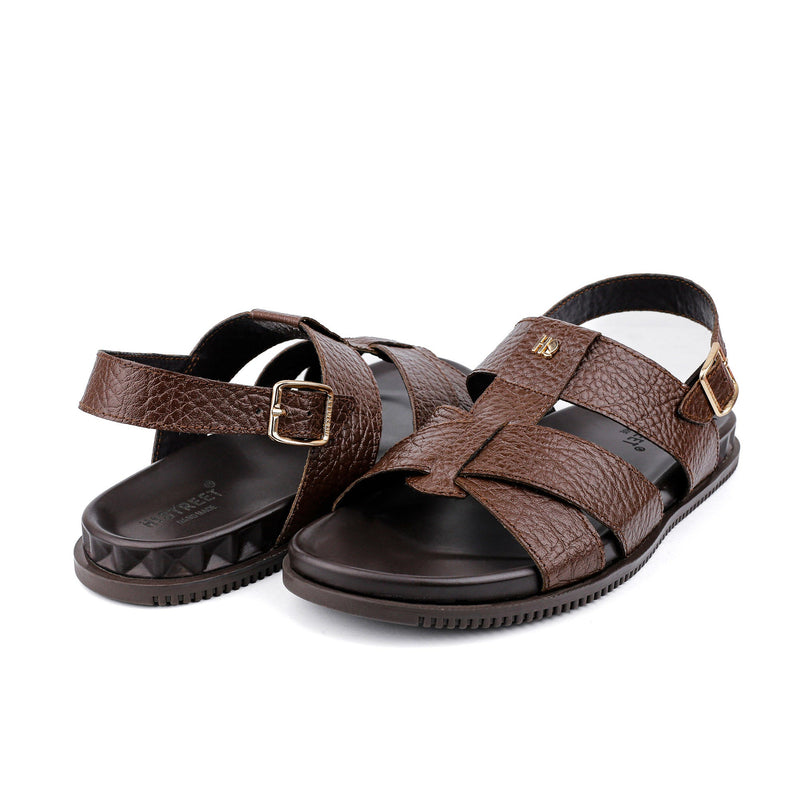 TEXTURED LEATHER COMFORT SANDAL - Hi-Street