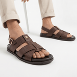TEXTURED LEATHER COMFORT SANDAL - Hi-Street