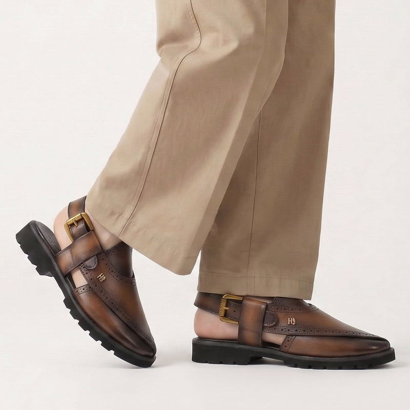 TWO TONE LEATHER SANDAL - Hi-Street