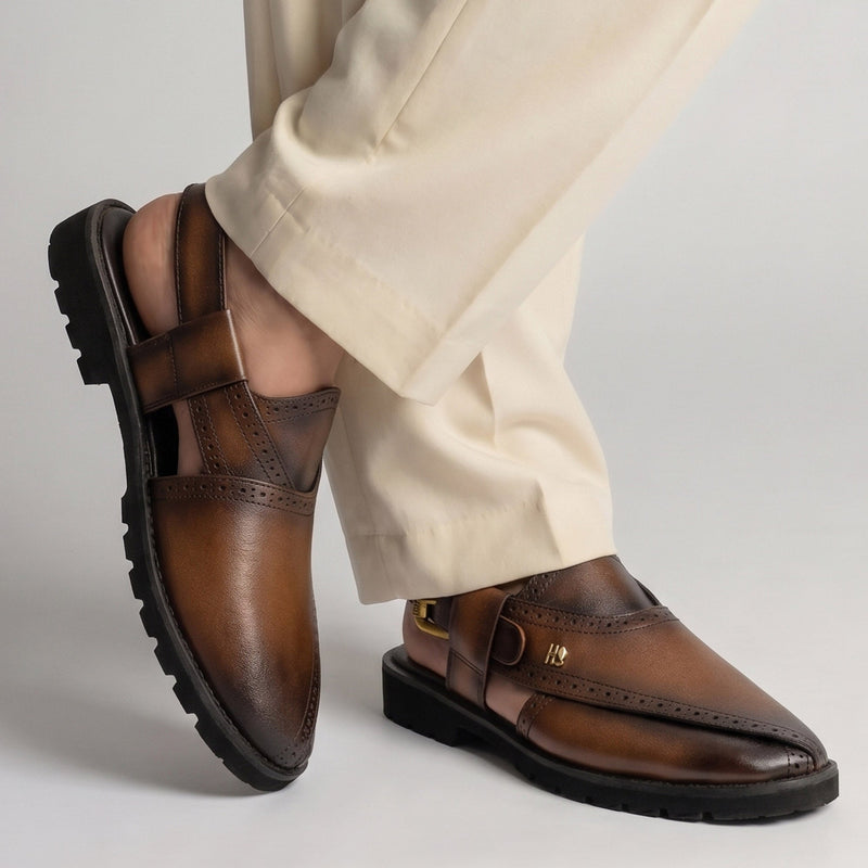 TWO TONE LEATHER SANDAL - Hi-Street