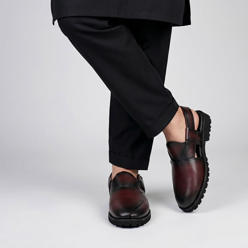 TWO TONE LEATHER SANDAL - Hi-Street