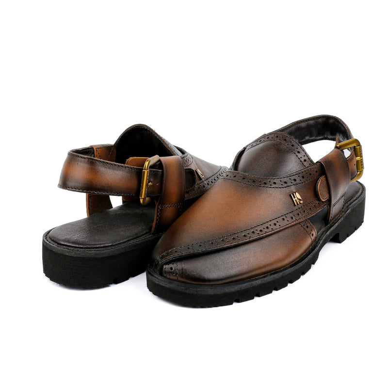 TWO TONE LEATHER SANDAL - Hi-Street