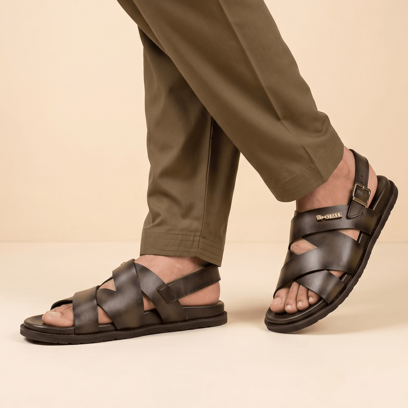 TWO TONE LEATHER SANDAL - Hi-Street