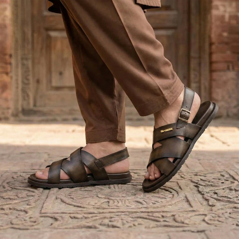 TWO TONE LEATHER SANDAL - Hi-Street