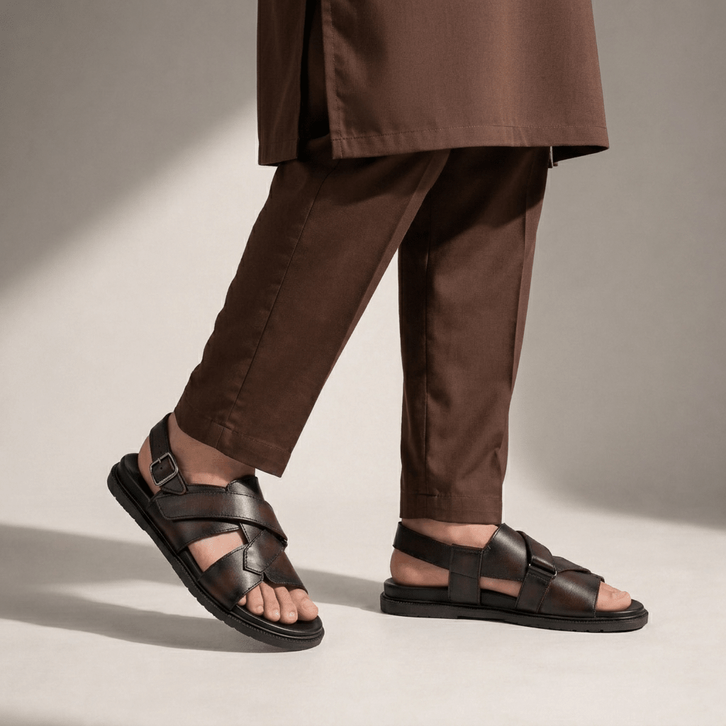 TWO TONE LEATHER SANDAL - Hi-Street