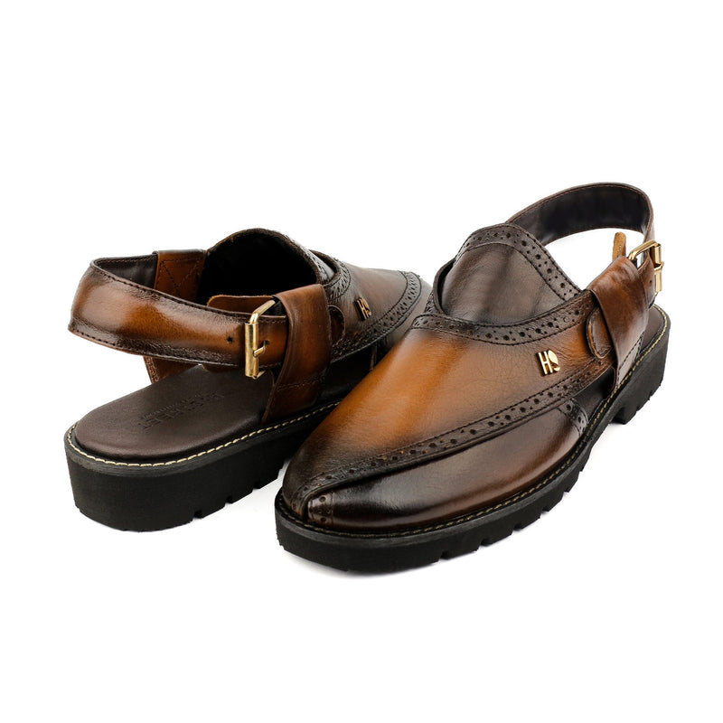 TWO TONE LEATHER SANDAL - Hi-Street