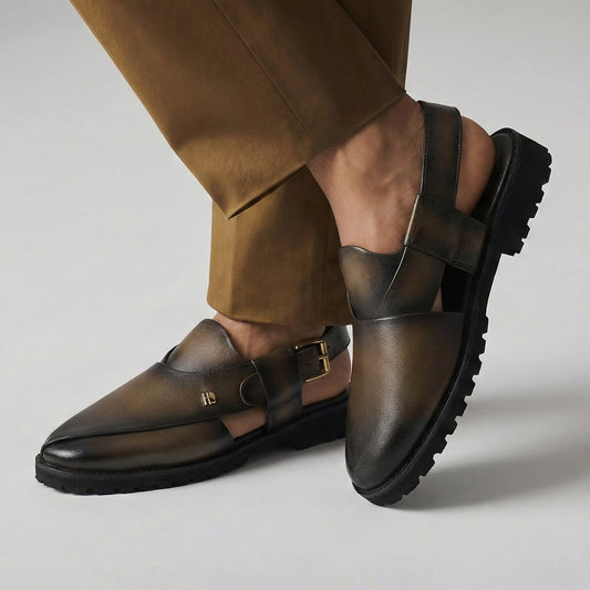 TWO TONE LEATHER SANDAL - Hi-Street