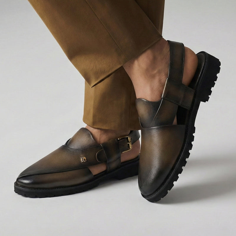 TWO TONE LEATHER SANDAL - Hi-Street