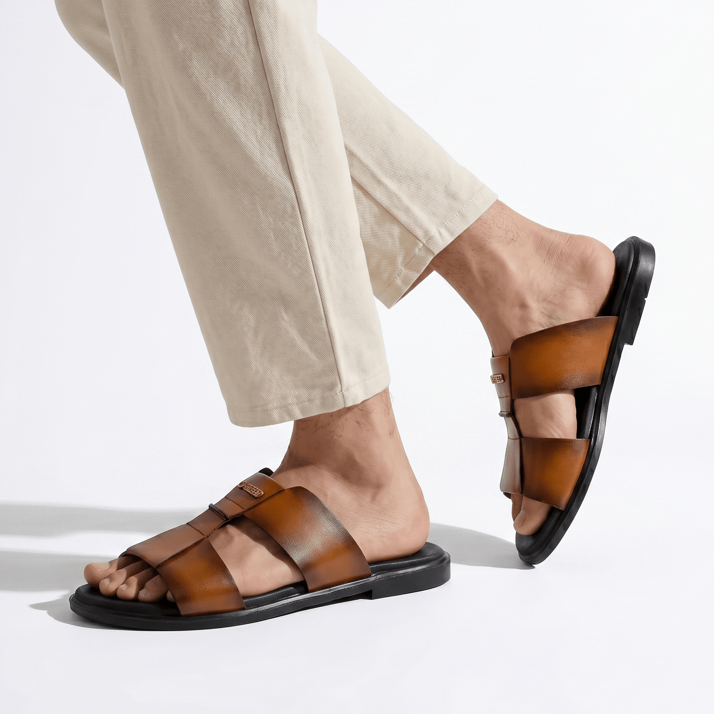 TWO TONE LEATHER SLIPPER - Hi-Street