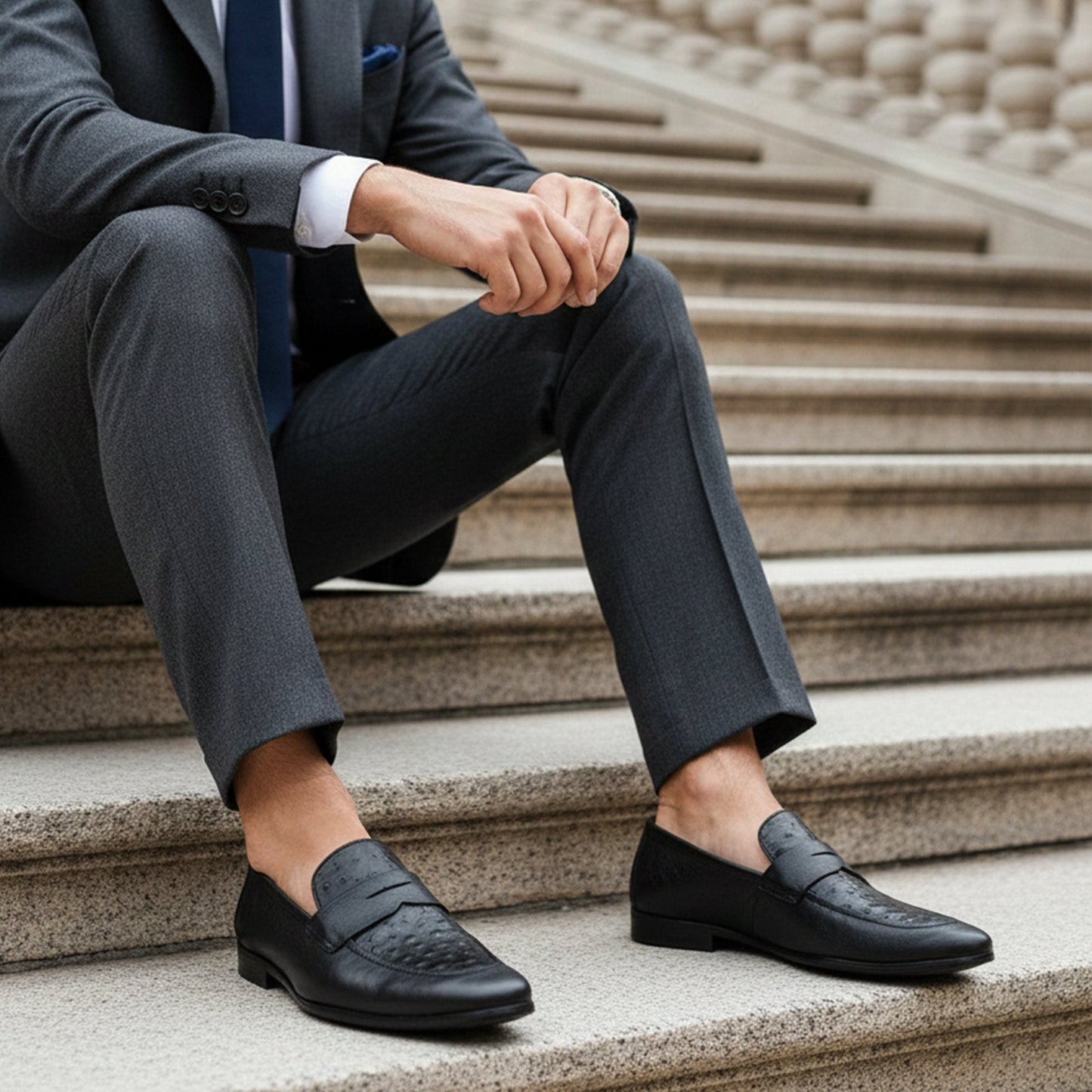 TWO TONE TEXTURED LEATHER SHOES - Hi-Street