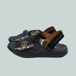 black leather flip flop sandals