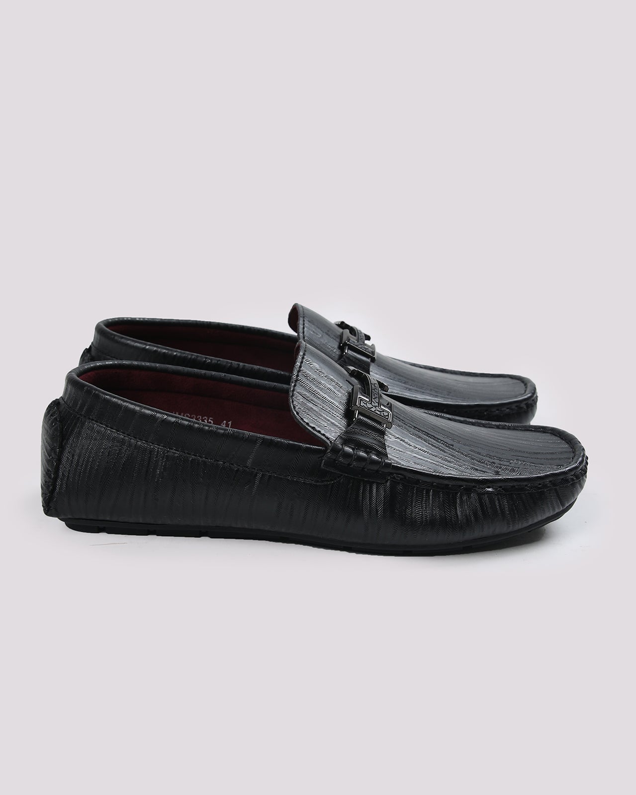 Black Solid Textured Moccasins