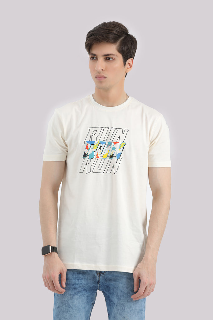 T-Shirt With Contrast Slogan