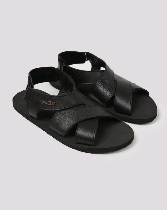 Black Milt Leather Sandal