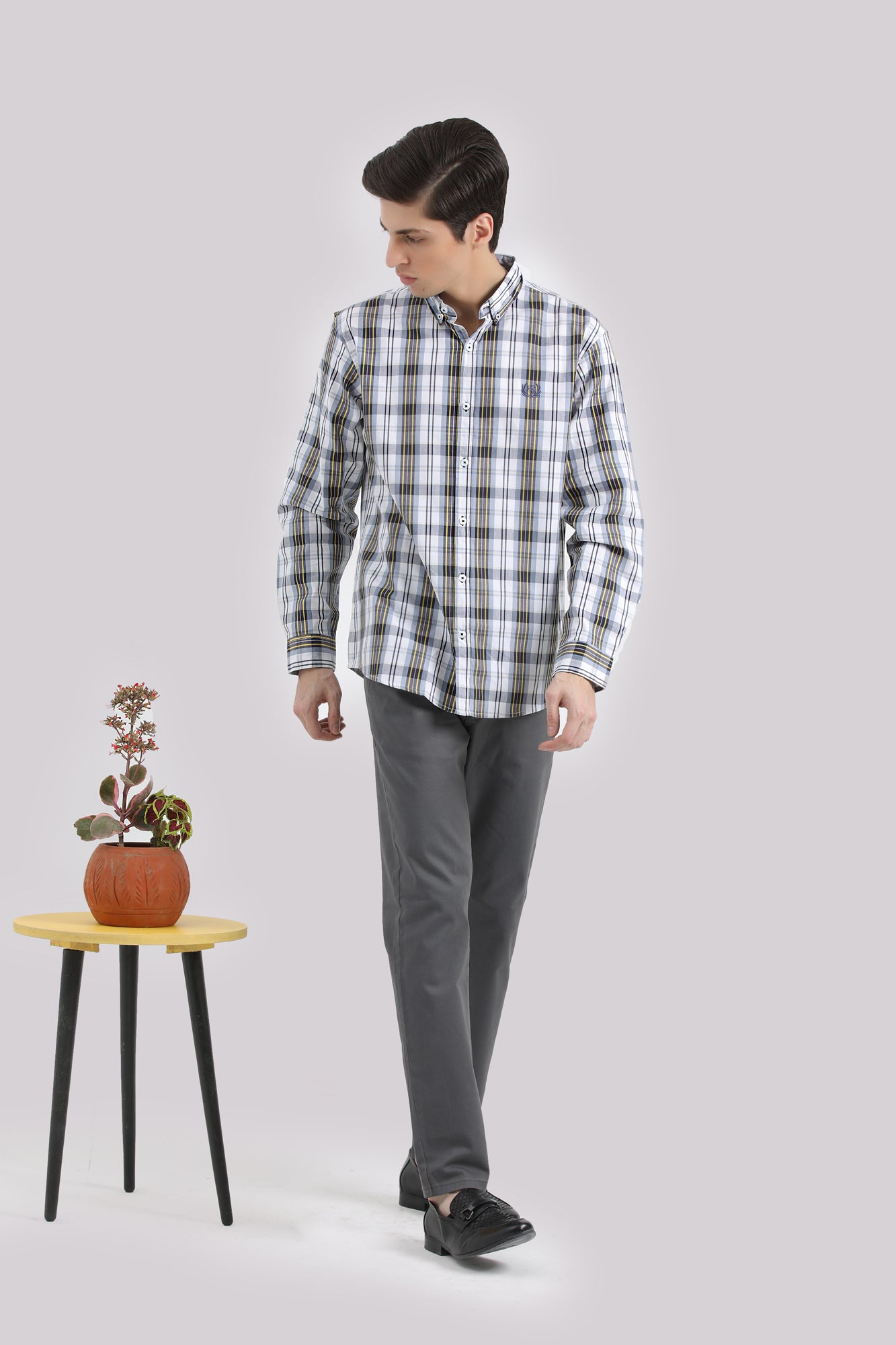 Chambrey Checkerd Cotton Shirt