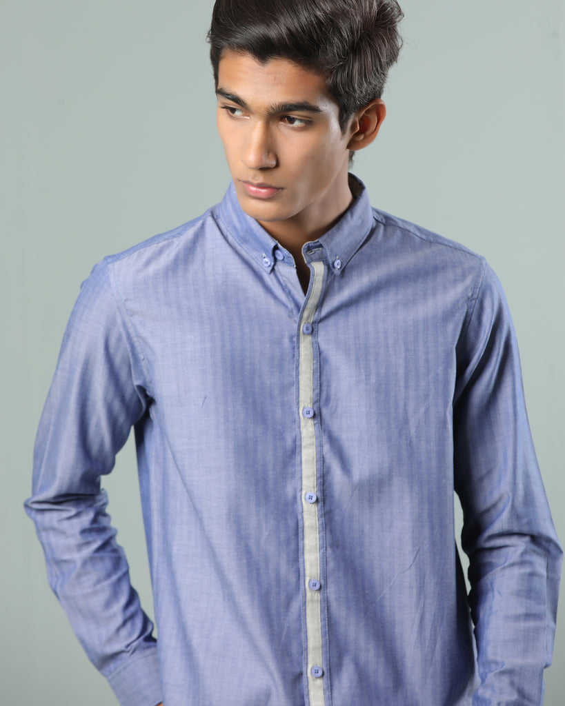 Blue Self Textured Shirt