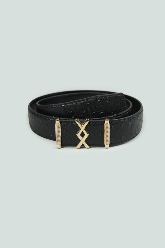 Black Faux Leather Belt