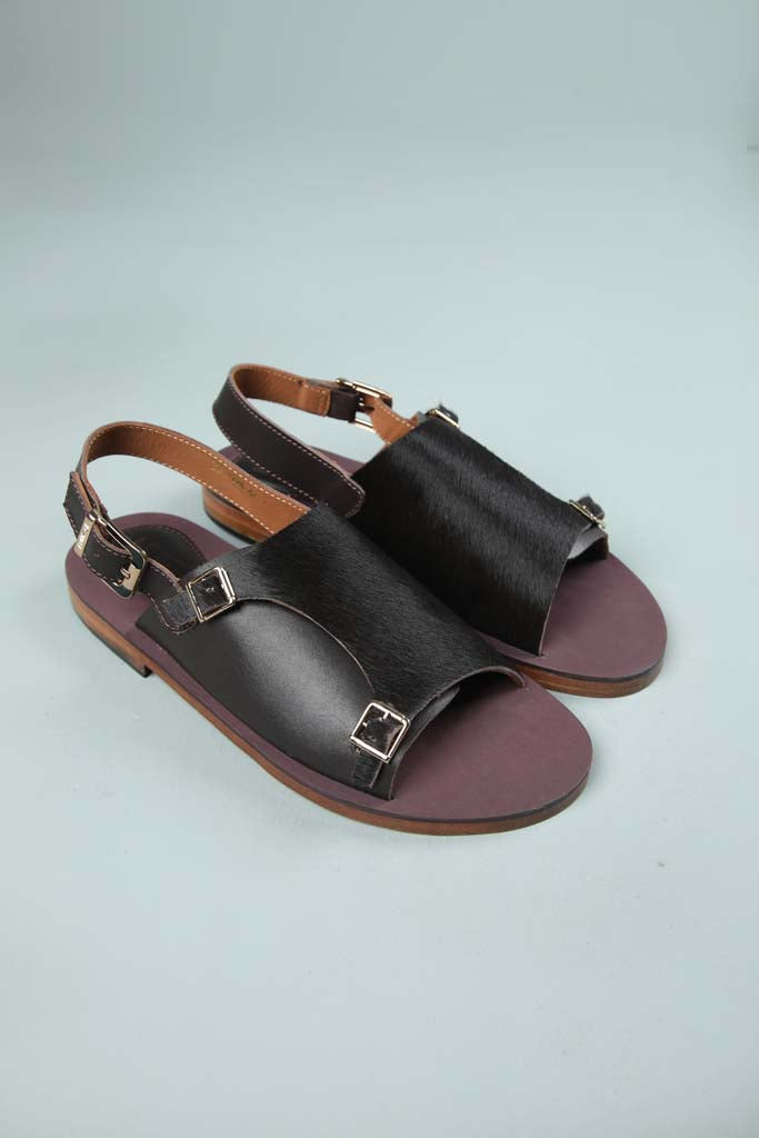 Double Monk Leather Sole Sandal