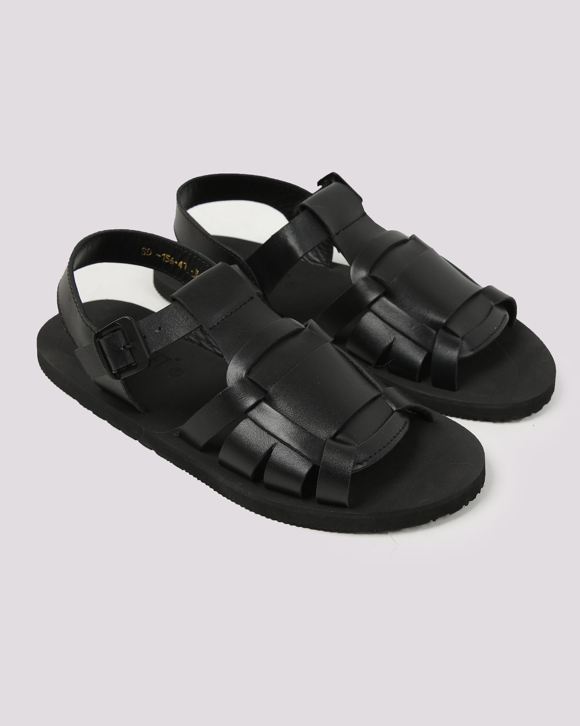 Black Comfort Leather Sandal