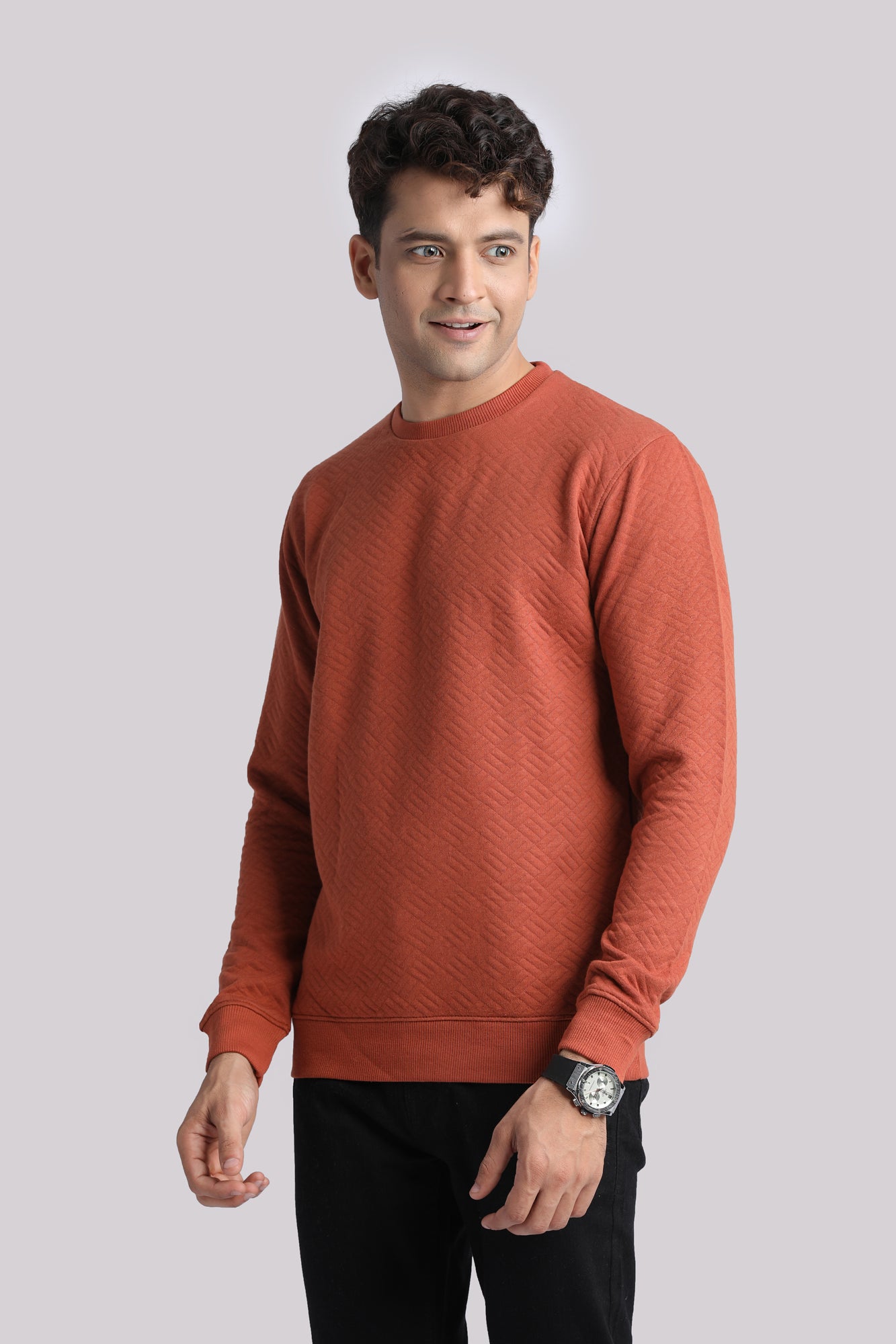 Rust Textured Sweatshirt