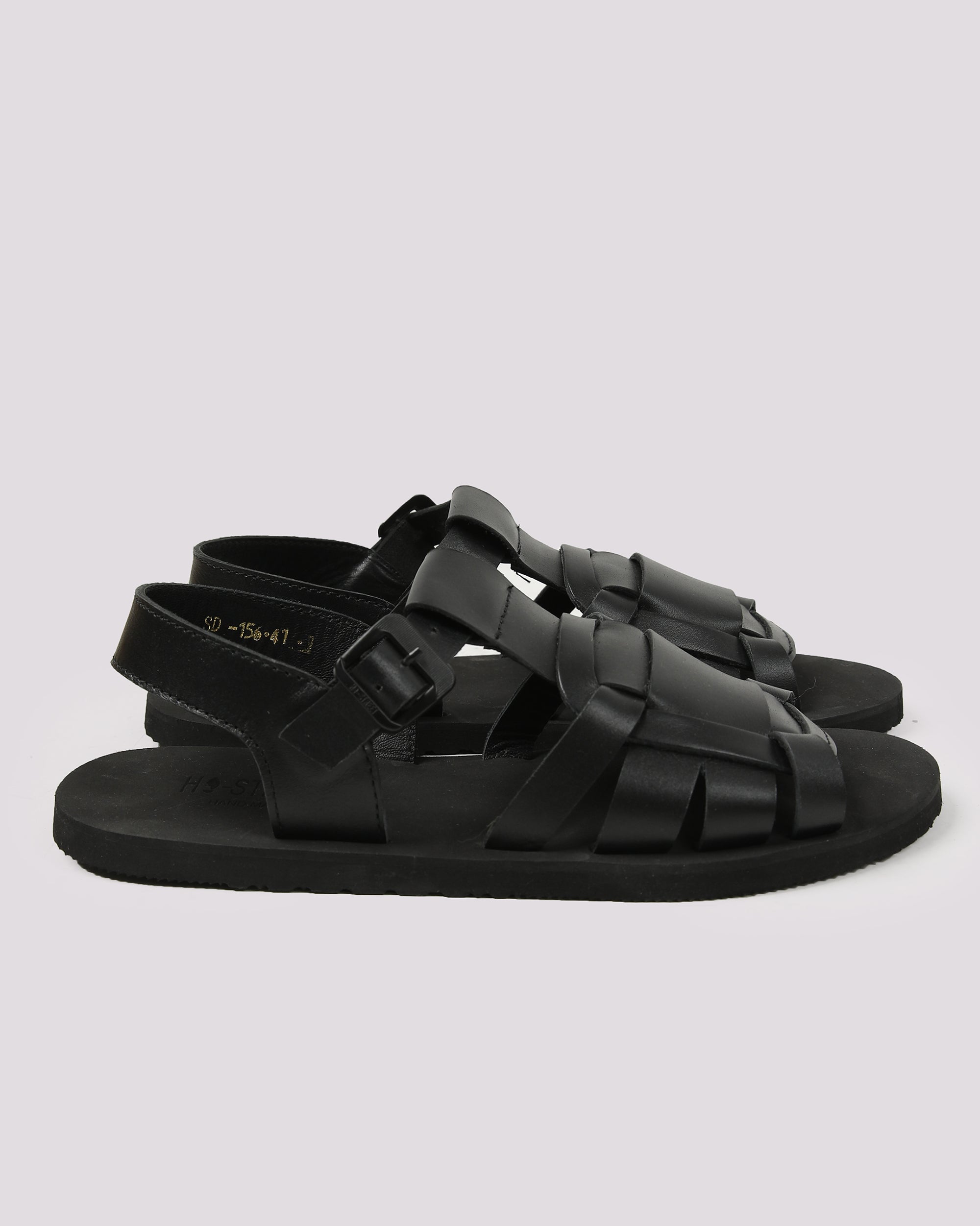 Black Comfort Leather Sandal