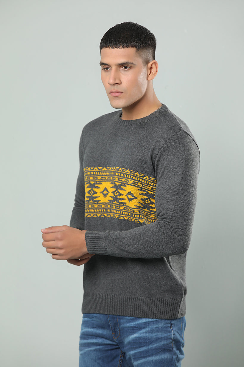 Crew Neck Jaqurd Sweater